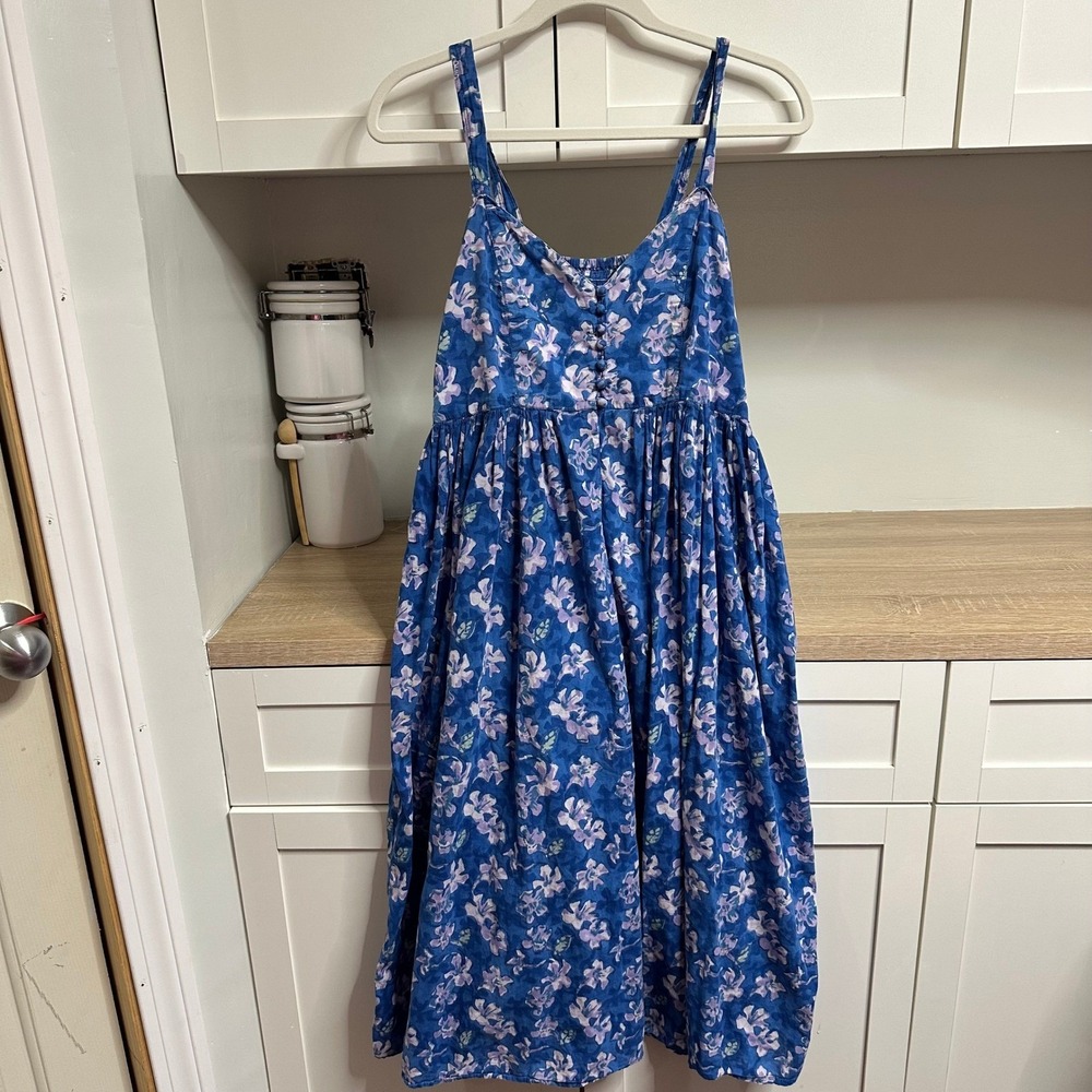 Anokhi Midi Dress Women 8 Spaghetti Strap Floral Lightweight Country Coastal VTG